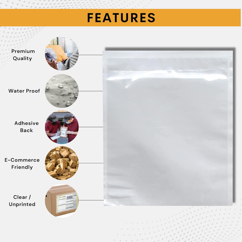 500 Pack 6"X10" Shipping Label Sleeves – Clear Self-Adhesive Packing Slip Pouche gallery