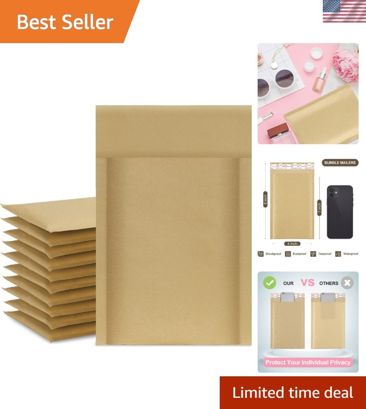 Natural Kraft Bubble Mailers 4×8 Inch 50 Pack Brown