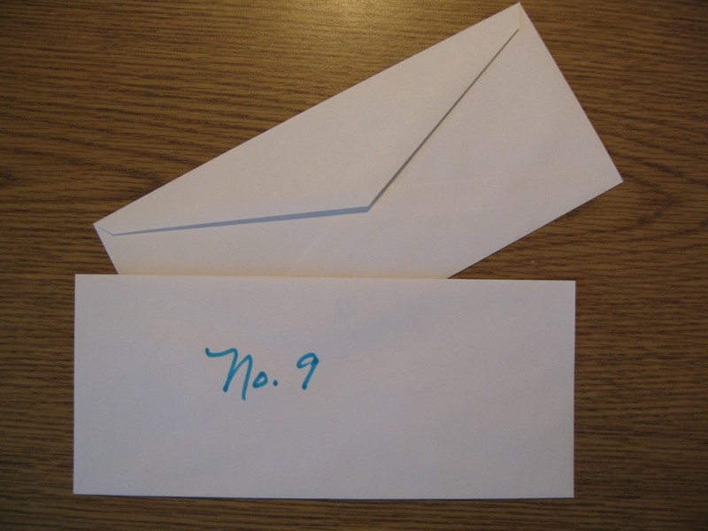 35/pk ~ No. 9 Business ENVELOPES Gummed Seal Flap, White Wove 24 lb.