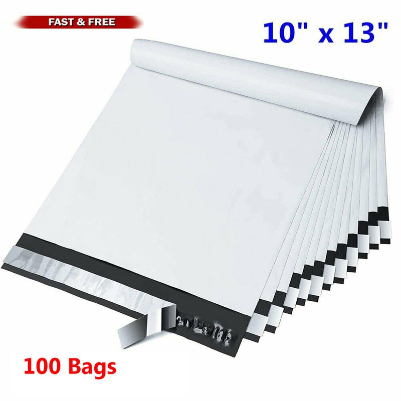 100 10×13 White Poly Mailers Shipping Envelopes Bags Plastic Self Sealing