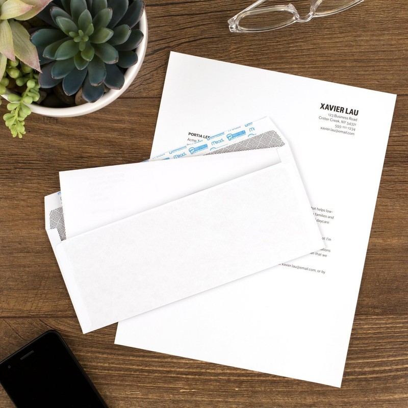 Mead #10 Security Business Envelopes (4-1/8" x 9-1/2") - 500 count, White gallery