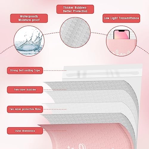 Bubble Mailers 6x10 Inch Pink 100 Pack Waterproof Padded Envelopes Self Seal gallery