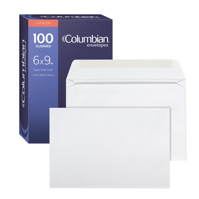 6 x 9 Booklet Envelopes, Windowless, White, Gummed Closure, Mailing Envelopes…