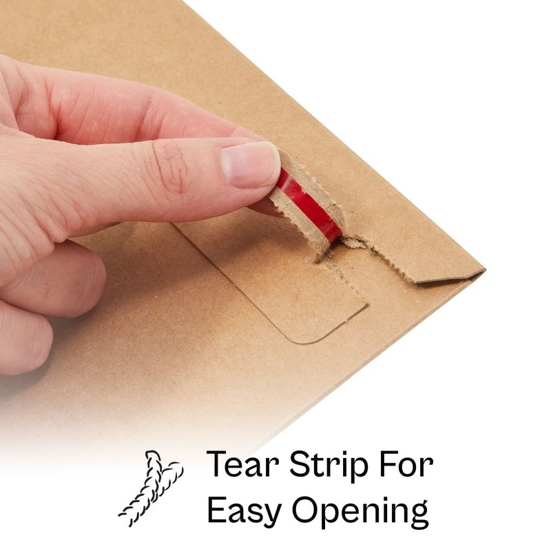 12.75 x 15 Rigid Photo Kraft Cardboard Mailer, Self-Seal Tear Tab-28pt 200 Pack gallery