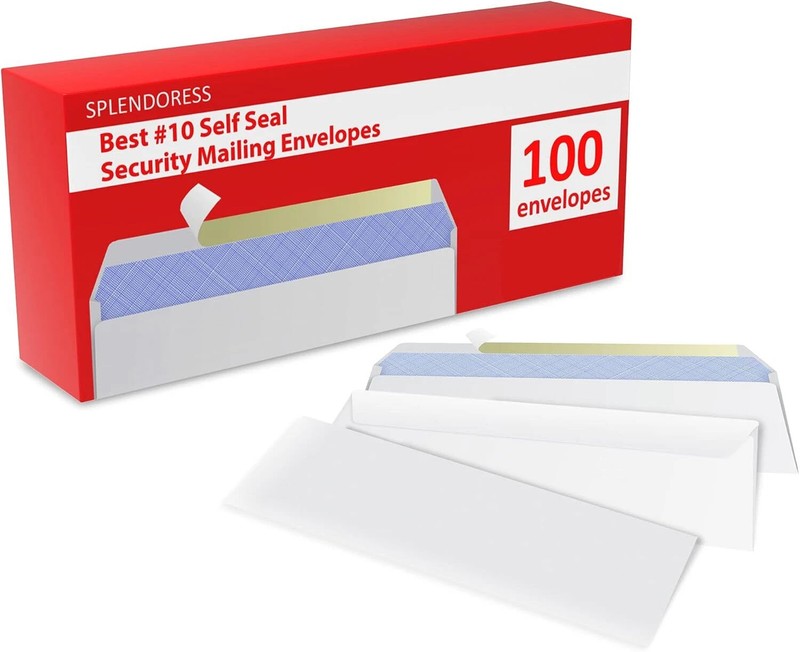 100 Mailing Envelopes, Self Seal Letter Size, Number #10 White Windowless Securi gallery