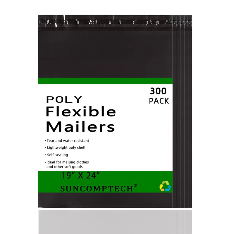#7 19×24 Poly Mailer Shipping Mailing Packaging Envelope Bag, Black, 300 Pieces