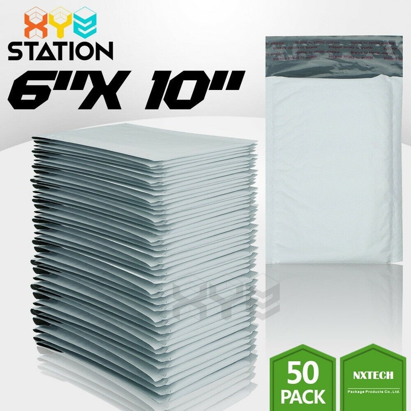 50 PCS #0 6×10 (6×9) Poly Bubble Mailers Padded Envelope Shipping Supply Bags