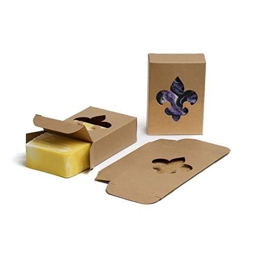 Kraft Fleur-de-Lis Window Soap Boxes 50 Pack Handmade Mardi Gras Cajun