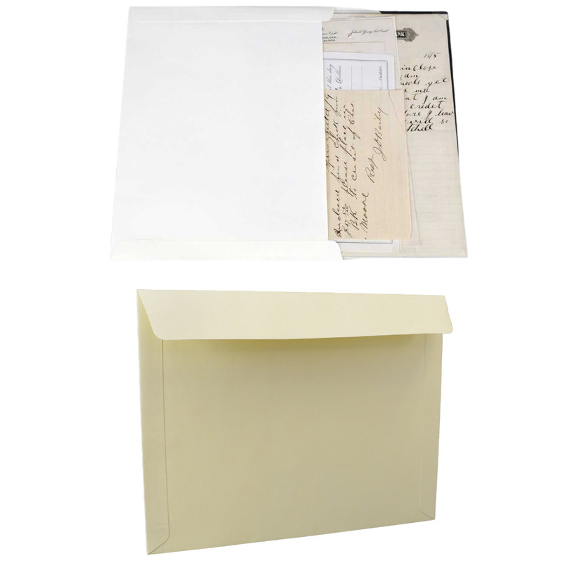 25 Archival Flap Envelopes 14.6 x 9.4” Long Side Open 10pt