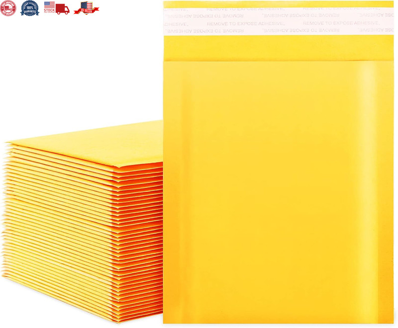 Kraft Bubble Mailers 6X9 Inch 50 Pack Self-Sealing Paper Envelopes for Packaging