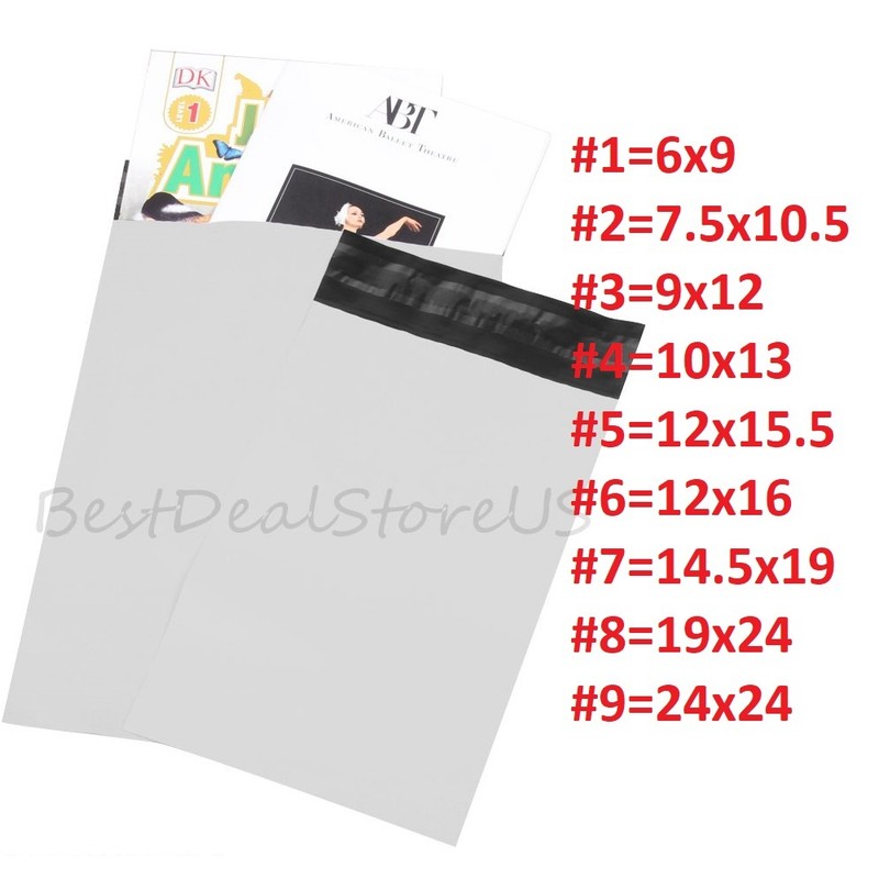 500 Combo 300 6x9 & 200 12X15.5 White Poly Mailer Self Sealing Shipping Bags gallery