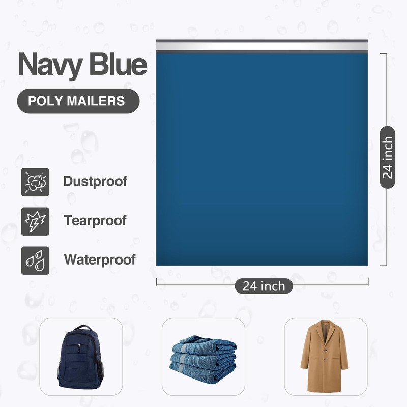 UCGOU 24x24 Navy Blue Poly Mailers 50 PK Extra Large Strong Shipping Bags gallery