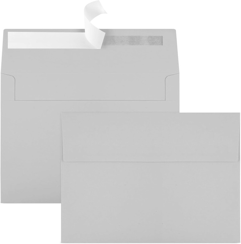 50 Packs 5×7 Dark Gray Envelope 5×7, Dark Gray Invitation Envelopes Self Seal fo