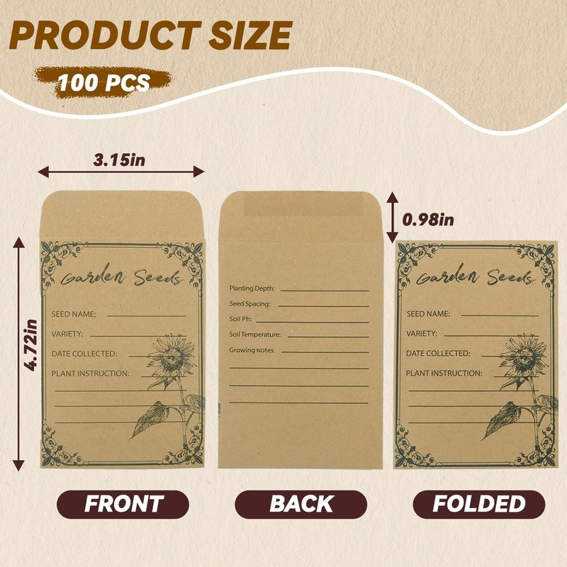 100 Pieces Seed Envelopes - Seed Packets Self Adhesive Sealing gallery
