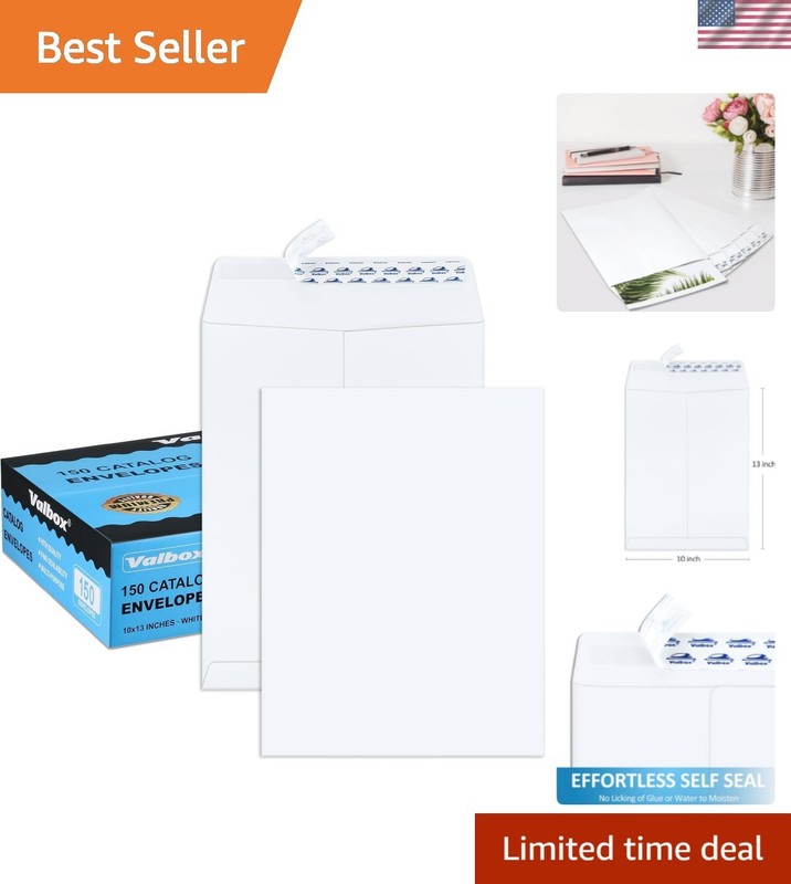 10×13 Self-Seal White Catalog Envelopes – 150 Count for Easy Mailing & Storage