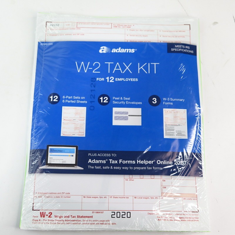 Adams W2 Forms 2020 Tax Kit for 12 Employees 6-Part Laser W2 Forms 3 W3 Self …