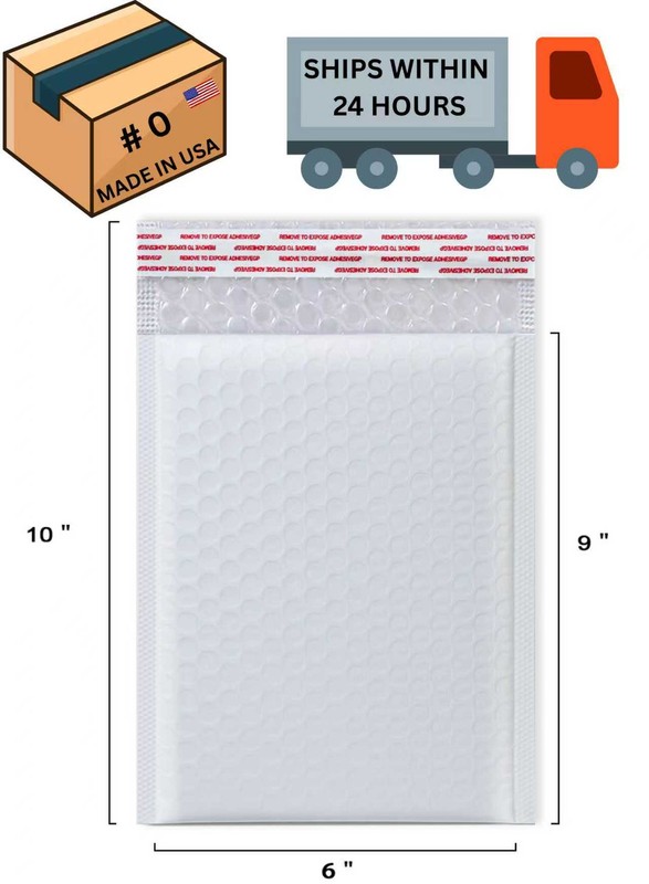 50PCS #0 Poly Bubble Mailers Shipping Mailing Bags Padded Envelopes 6×10