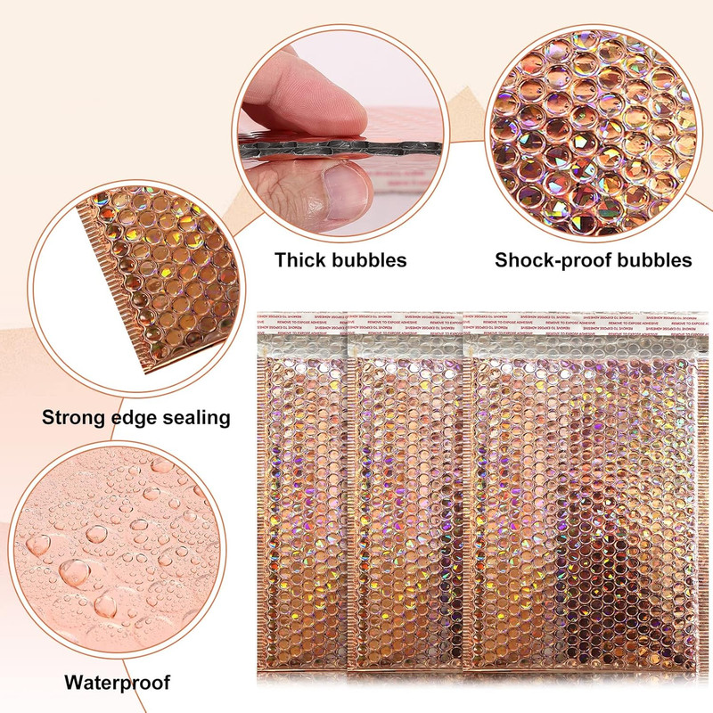 30 Pcs Holographic Bubble Mailers,11 x 7 Inch Metallic Bubble Mailers,Poly Padde gallery