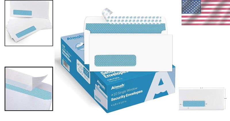 Secure Self-Seal Business Envelopes, 500 Pack with Tinted Window, 4-1/8 x 9-1/2 gallery
