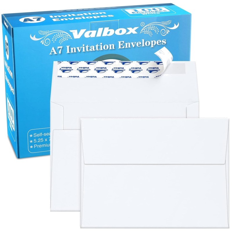 A7 White Envelopes 5×7 for Weddings, Parties – 100 Qty