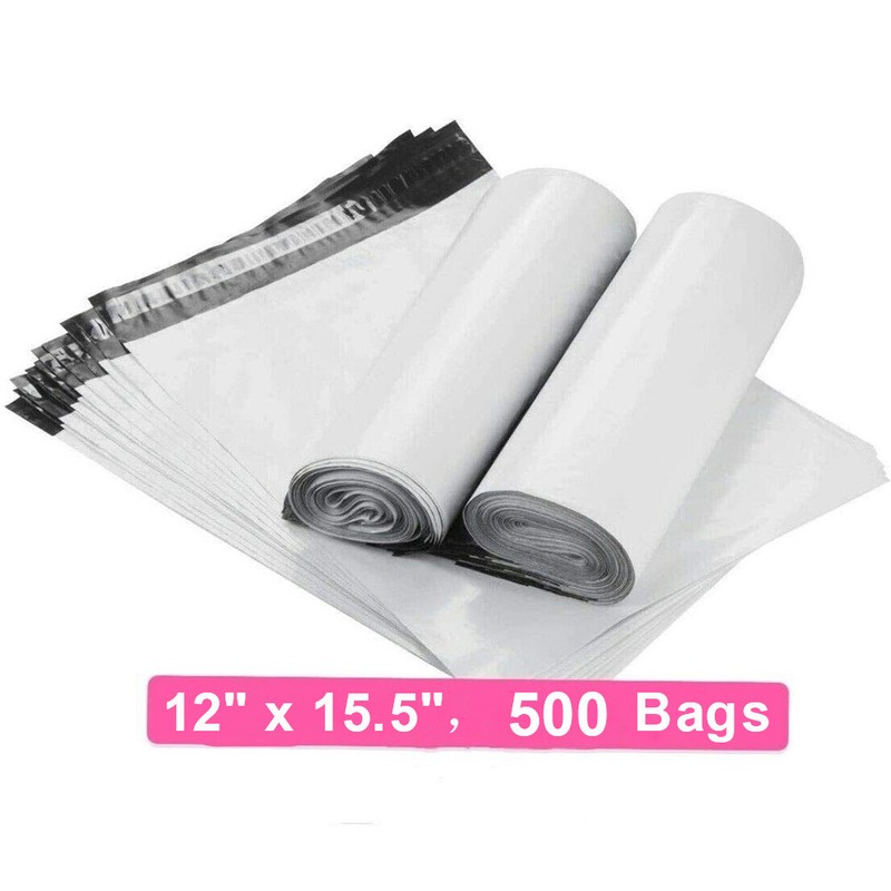 500 Poly Mailers 12″x15.5″ Shipping Envelopes Self Sealing Plastic Bags 2 Mil