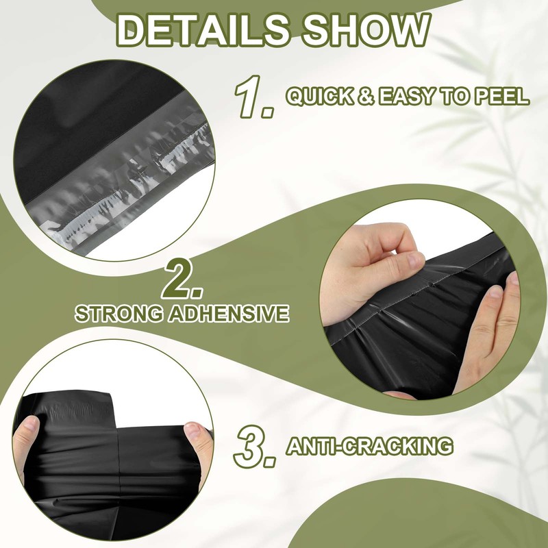 10.5x7.5 Inch Poly Mailers, 100 Pcs Shipping Bags for Clothing Black gallery