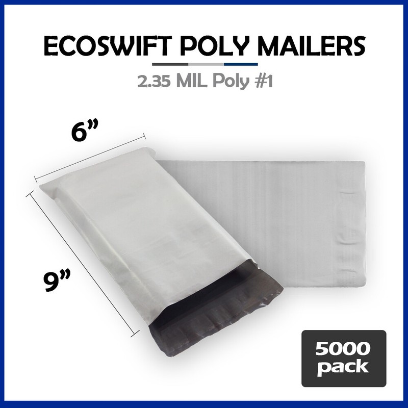 5000 6×9 EcoSwift Poly Mailers Plastic Envelopes Shipping Mailing Bags 2.35MIL
