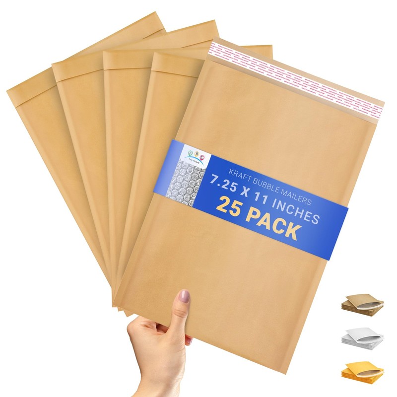 Kraft Bubble Mailer, 7.25 x 11 Inches, Natural Brown Padded Envelopes Self Se…