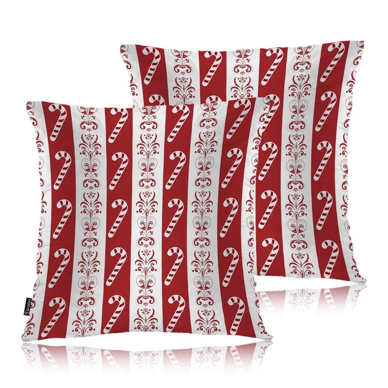 Swono Pillow Covers 18X18 Inch Set of 2 18" x (Pack 1), Candy Cane