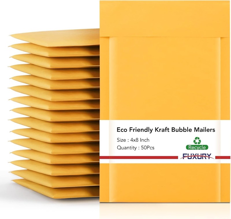 Kraft Bubble Mailer 4x8” 50Pack Padded Envelopes Usable Size 4x7" Strong Adhe... gallery