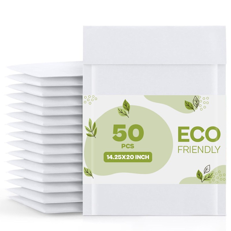 50 Pieces White Kraft Bubble Padded Envelopes 14.25 x 20 Mailing Mailers