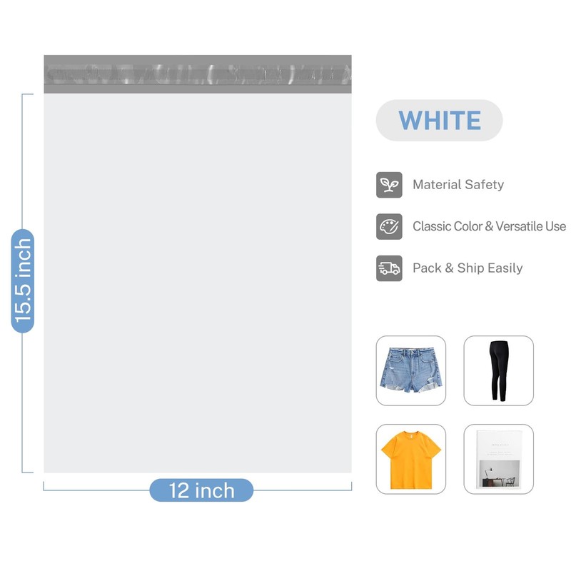 Poly Mailers 12x15.5 100 Pcs, Medium Shipping Bags for Clothing, Waterproof M... gallery