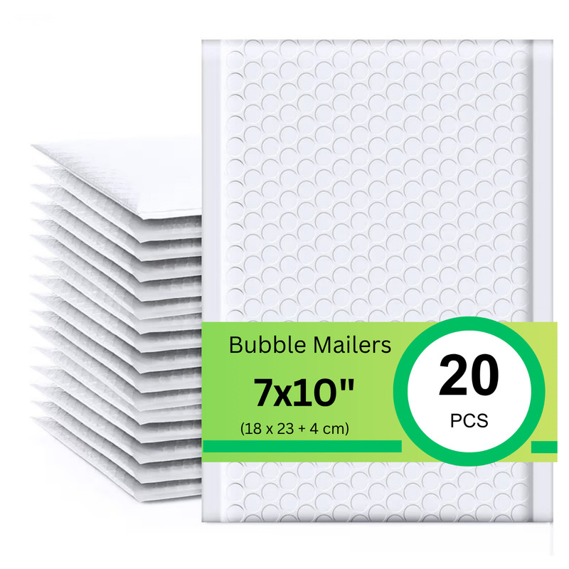 20 Pack Bubble Mailers 7×10 Inch White Usable Size 6×9” Envelope Shipping Mailer