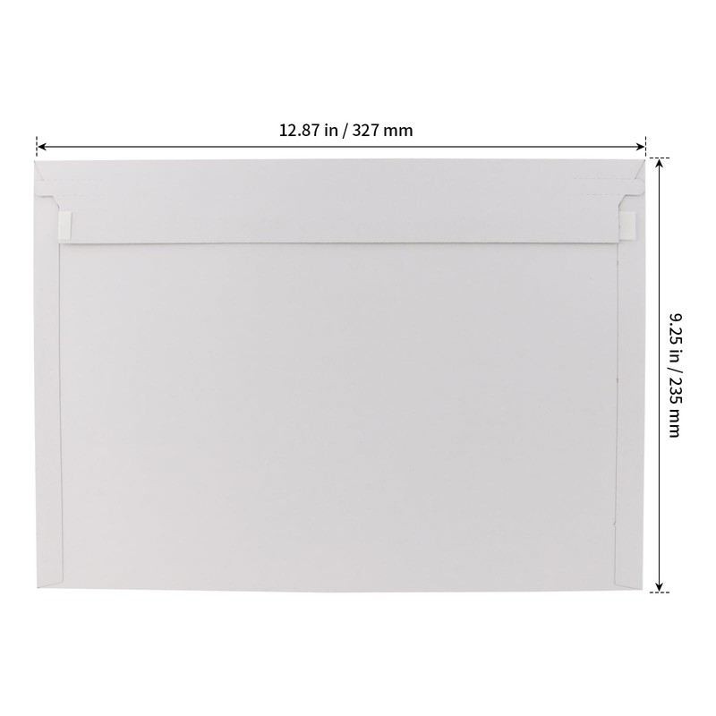 White 9x12 Inch Stay Flat Cardboard Envelope Mailers 300GSM Self Seal 50 PCS gallery