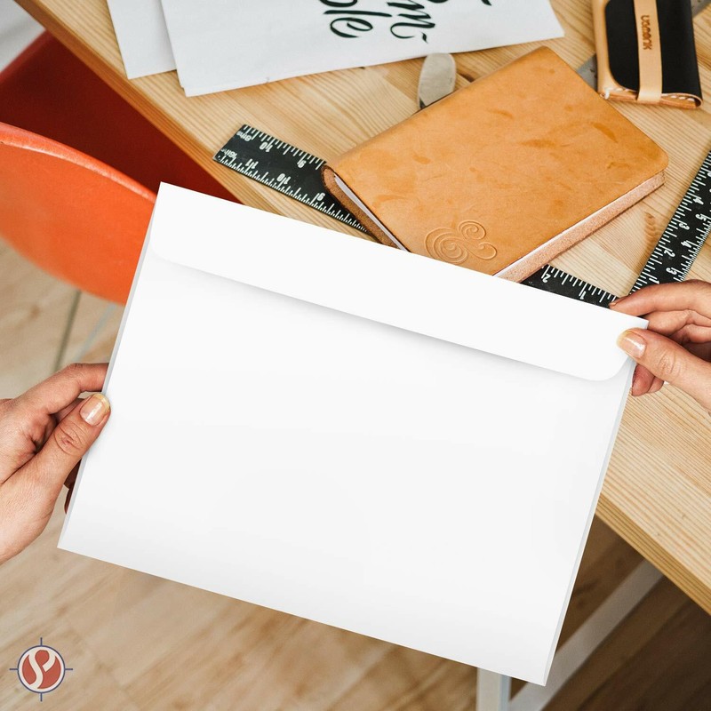 6 x 9 White Booklet Envelopes, 28w(105gsm), Gummed Seal, 50 per Pack gallery