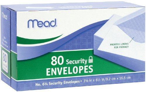 Mead #6-3/4 Security Envelopes, 3-5/8″ x 6-1/2″, Confidential, White, 80 per Box