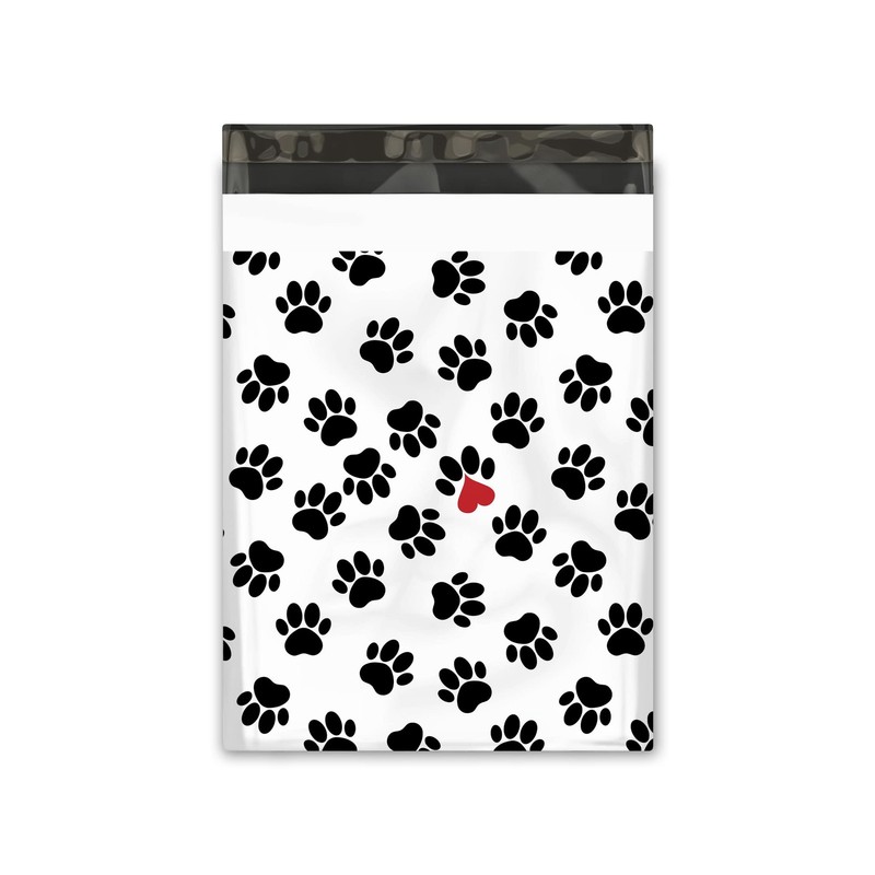 Black Paw Prints Designer Poly Mailers – 100 Packs 10"x13" - Ideal Waterproof... gallery