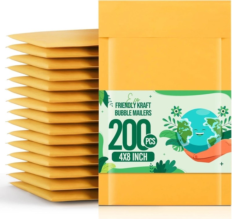 Bubble Mailers 4x8" Kraft Padded Envelopes 200 Pack Small Bubble Envelopes Us... gallery
