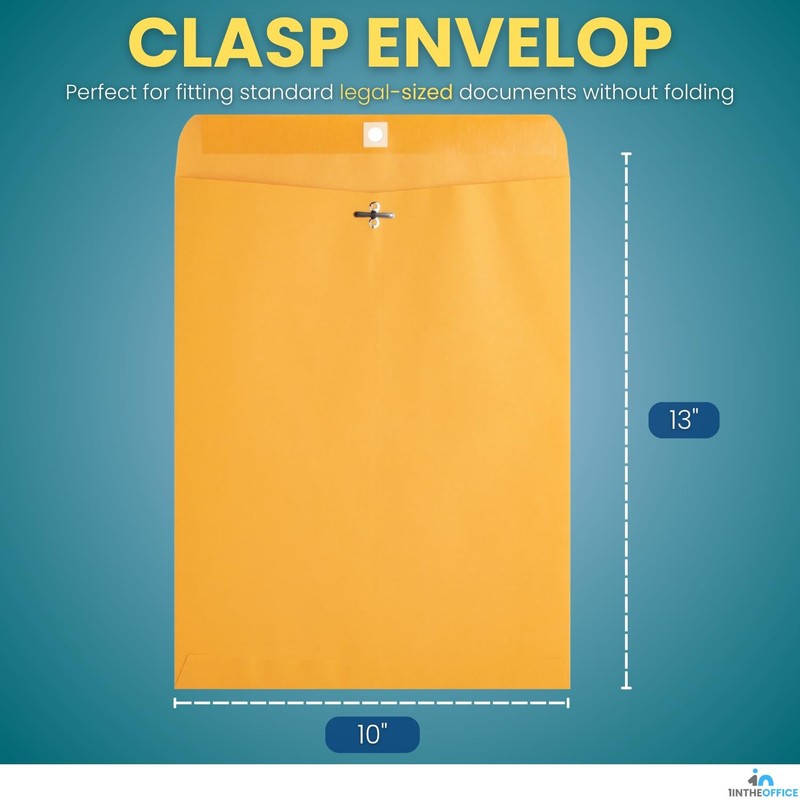 1InTheOffice Clasp Envelopes 10x13 - Kraft Self-Seal #97, Large Large, Brown gallery