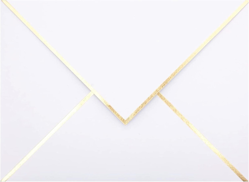 A7 Envelopes – V Flap Foil Border Luxury Mailing Envelopes for 5″ X 7″ Cards – f