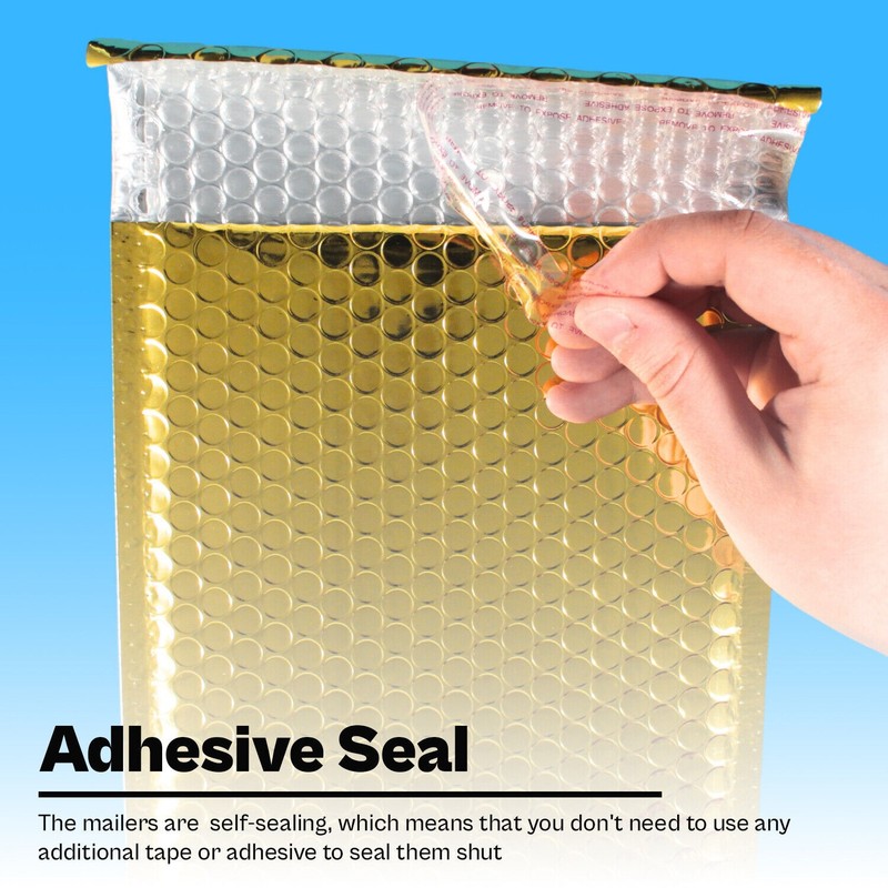 100 Pcs 13.75x11 Gold Glamour Metallic Poly Bubble Protective Mailers Envelopes gallery