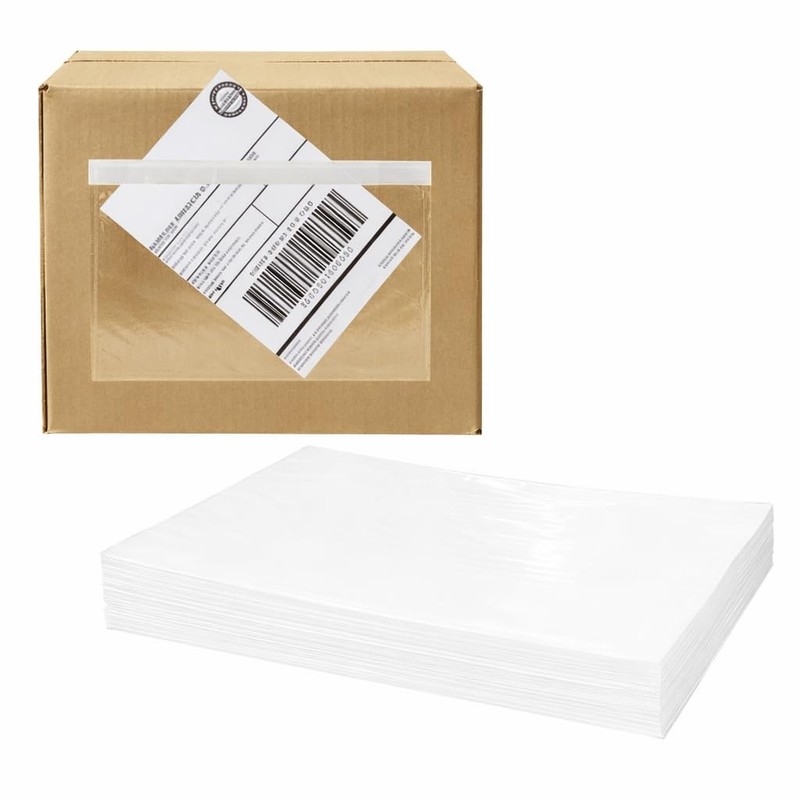110 Pcs 7.5″x 5.5″ Shipping Label Sleeves, Adhesive Clear Packing Slip Pouche…