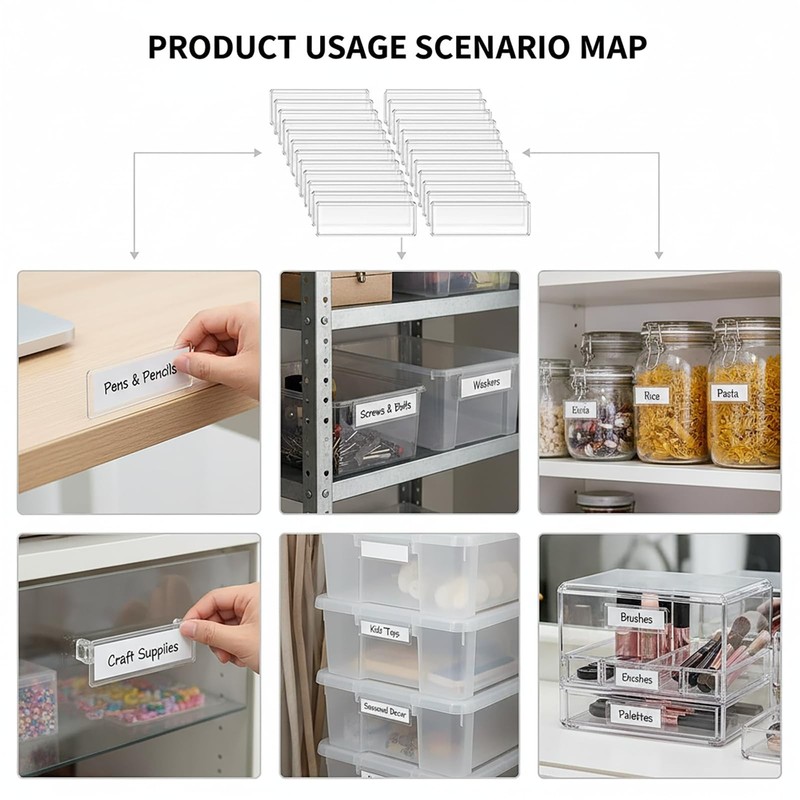 Owl Focus Label Holders Adhesive Shelf Tag Clear 1x4.1''(60pcs), Transparent gallery