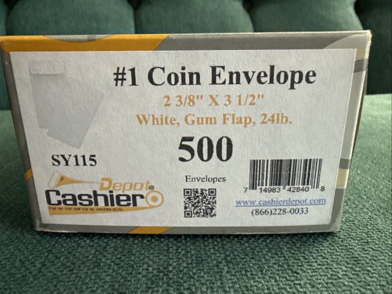 500 Cashier Depot #1 Coin & Small Parts Envelopes, 2 3/8" X 3 1/2", Sturdy 24lb gallery