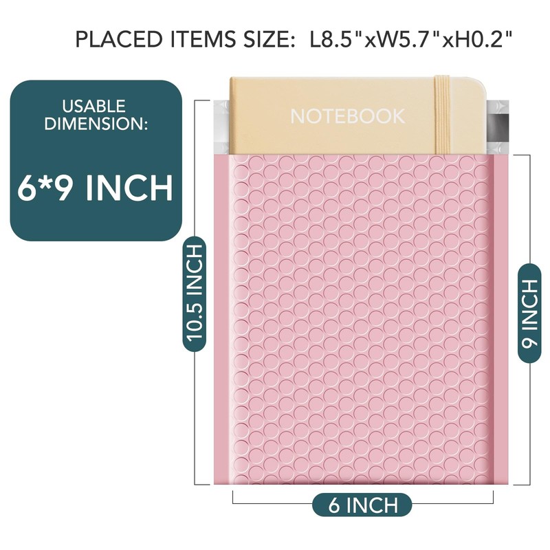 Bubble Mailers 6x10 Inch 100 Pack Light Pink Bubble Mailer Usable Size 6x9" W... gallery
