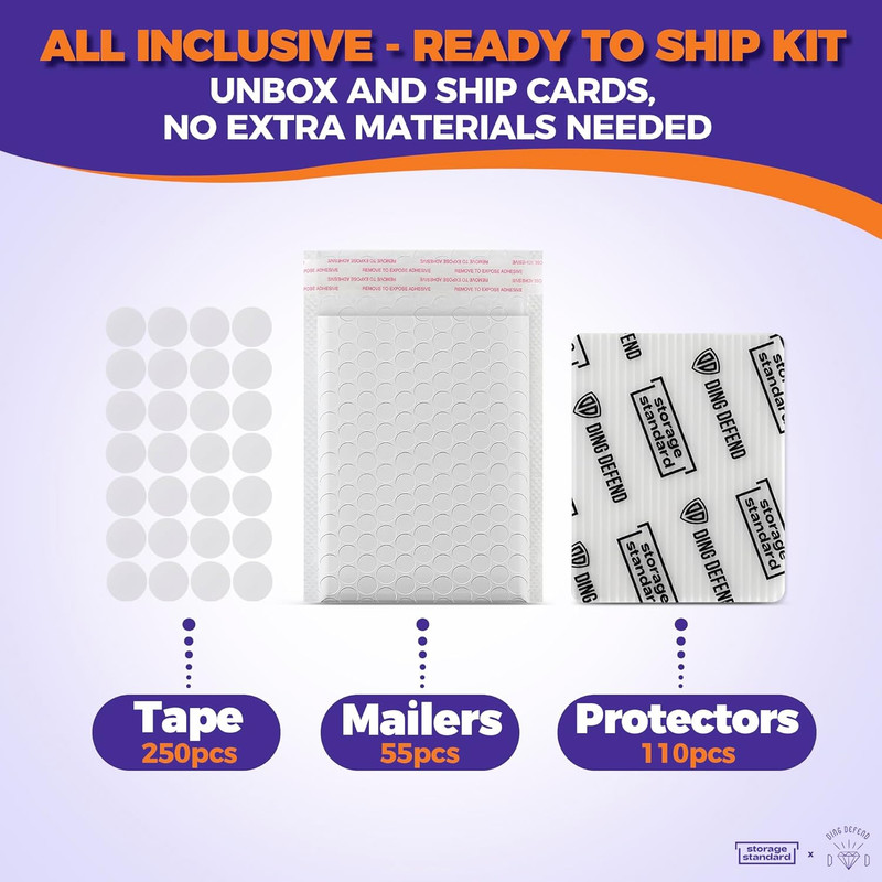 Ding Defend Card Shipping Protector Envelopes Bubble Mailer Kit with 110 Semi-Tr gallery