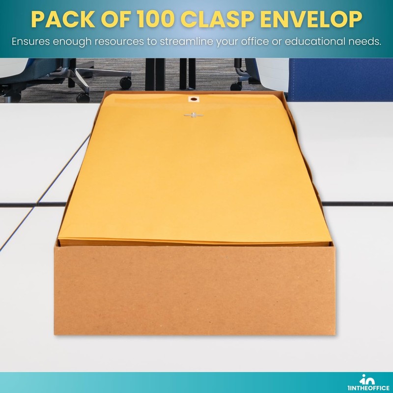 1InTheOffice Clasp Envelopes 10x13 - Kraft Self-Seal #97, Large Large, Brown gallery