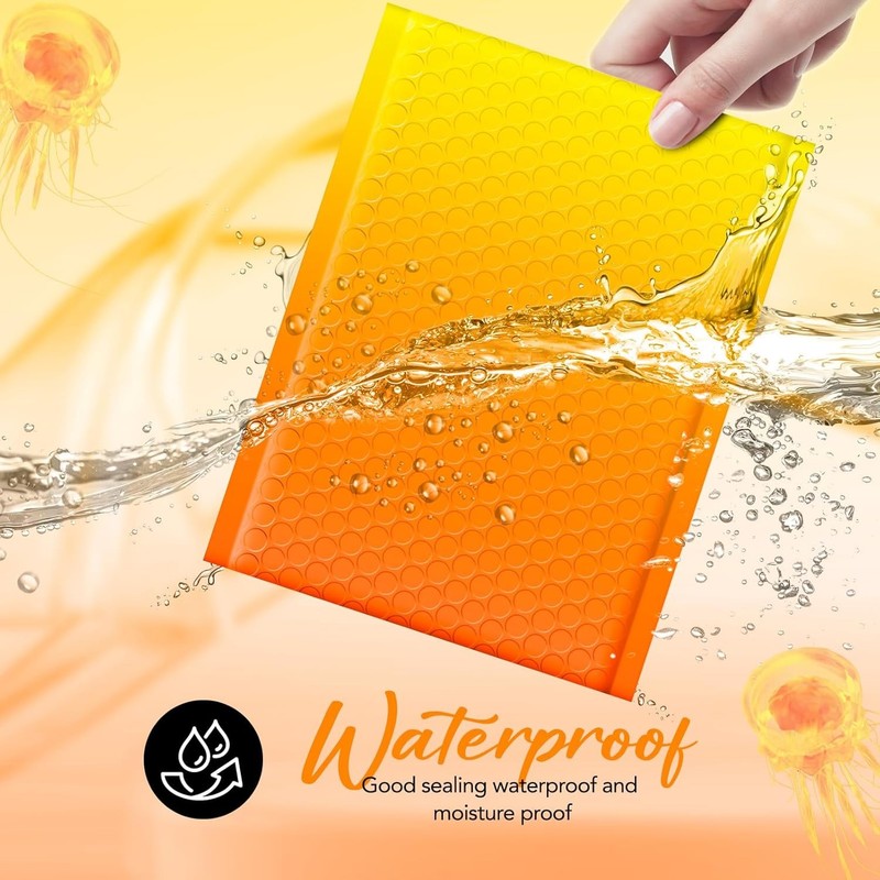 500 #0 ExtraWide 6.5x10 Yellow Orange Poly Bubble Envelopes Shipping Mailers gallery