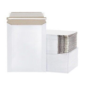 500 – 9.75″ x 12.25″ White Rigid Stay Flats Self-Seal Cardboard Envelope