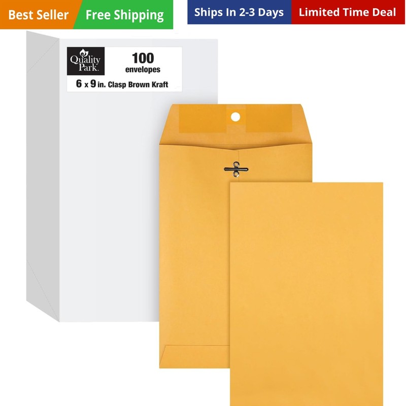 6 x 9 Clasp Envelopes, Clasp and Gummed Closures for Storing or Mailing, 28 l…